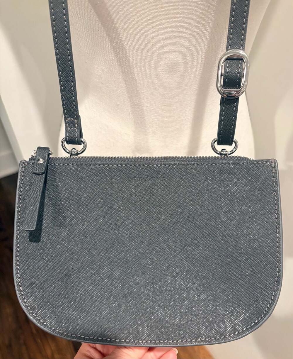 Lo & Sons Waverley 2 Convertible Crossbody Bag Saffiano Leather Graphite EUC